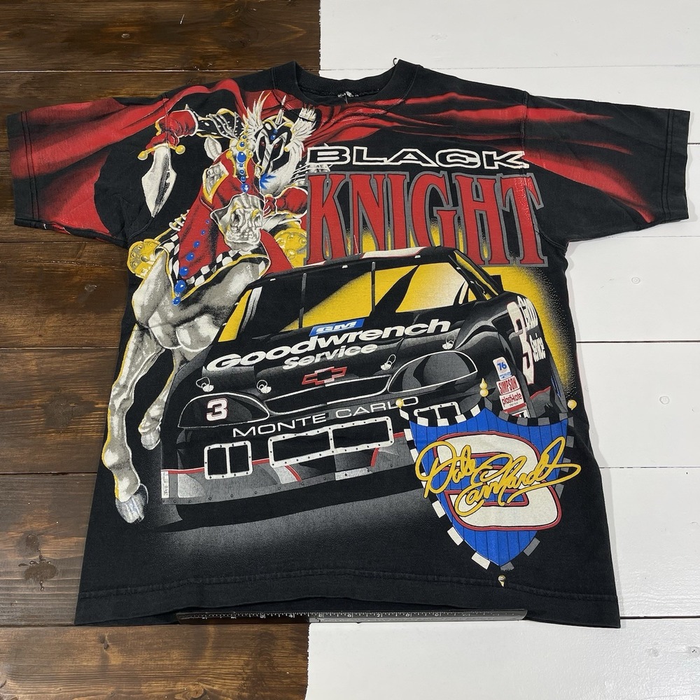 Dale Earnhardt Vintage All Over Print NASCAR Black Knight Shirt Medium